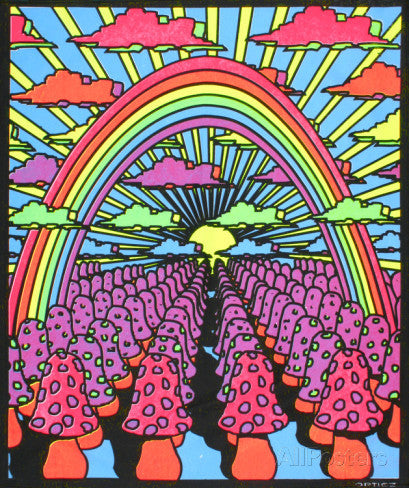 Field Of Shrooms Black Light Reactive Tapestry - HalfMoonMusic