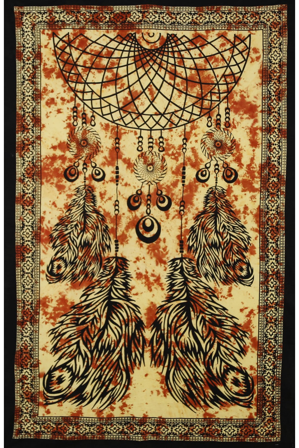 Zest For Life Orange Tie Dye Dream Catcher Tapestry - HalfMoonMusic