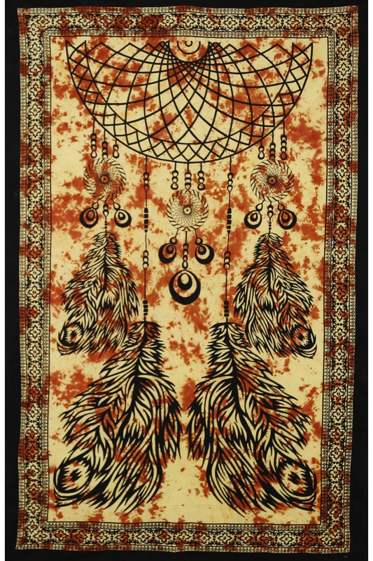Zest For Life Orange Tie Dye Dream Catcher Tapestry - HalfMoonMusic