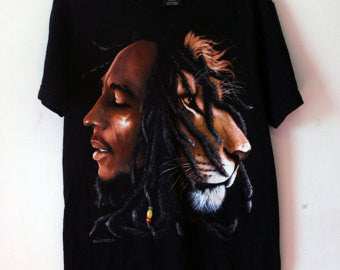 Bob Marley Profiles Black Mens T-shirt - HalfMoonMusic