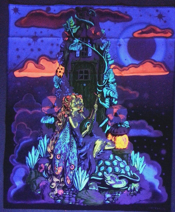 Guitar Fairy Black Light Reactive Tapestry - HalfMoonMusic