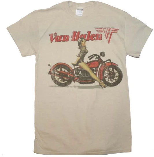 Men's Van Halen Biker Pin-Up T-Shirt - HalfMoonMusic