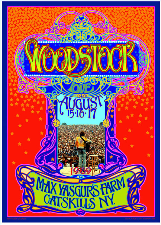 Woodstock Nouveau Art Print - HalfMoonMusic