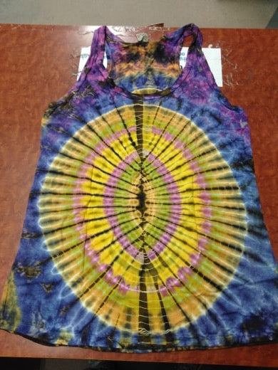 Womens Spandex Tie Dye Circle Tank Top - HalfMoonMusic