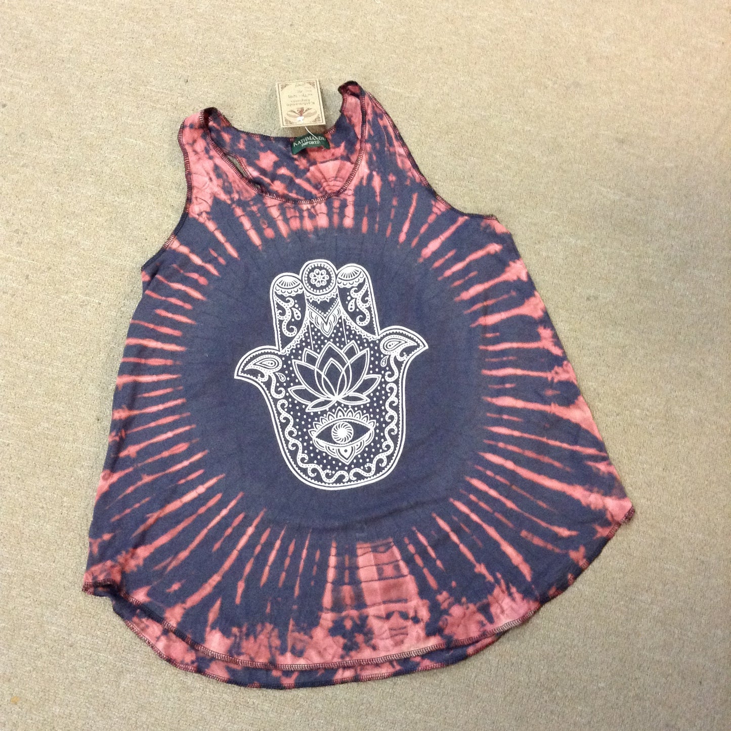 Womens Hamsa Lotus Tie Dye Tank Top - HalfMoonMusic