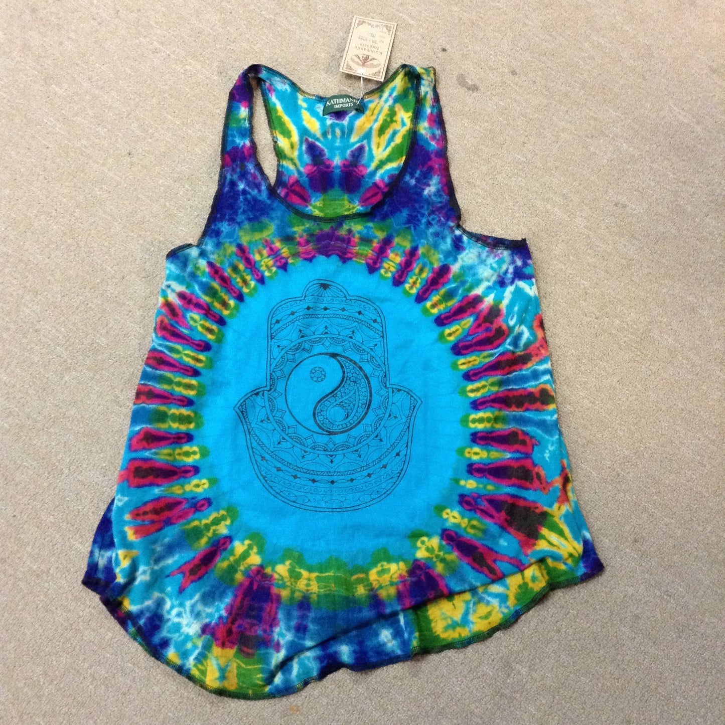 Womens Hamsa Yin Yang Tie Dye Tank Top - HalfMoonMusic