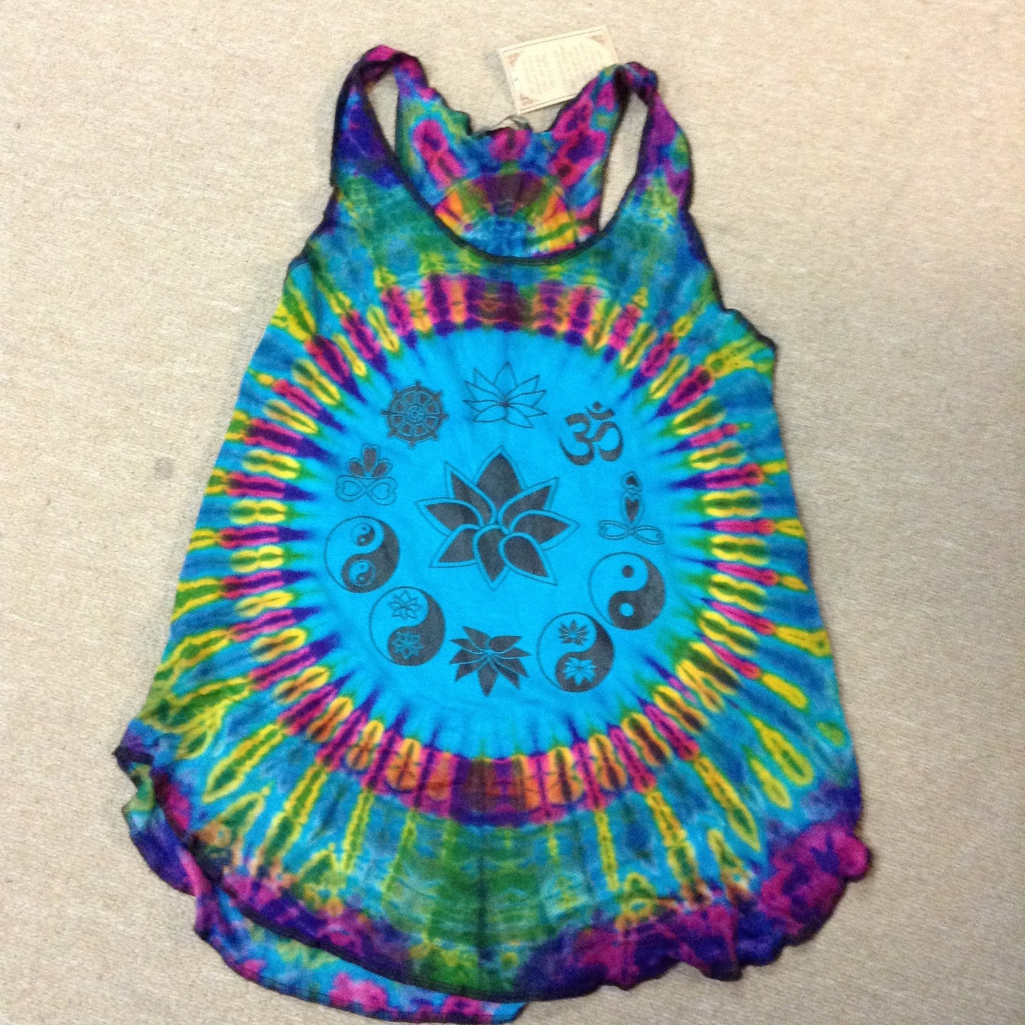 Womens Lotus Yin Yang OM Tie Dye Tank Top - HalfMoonMusic