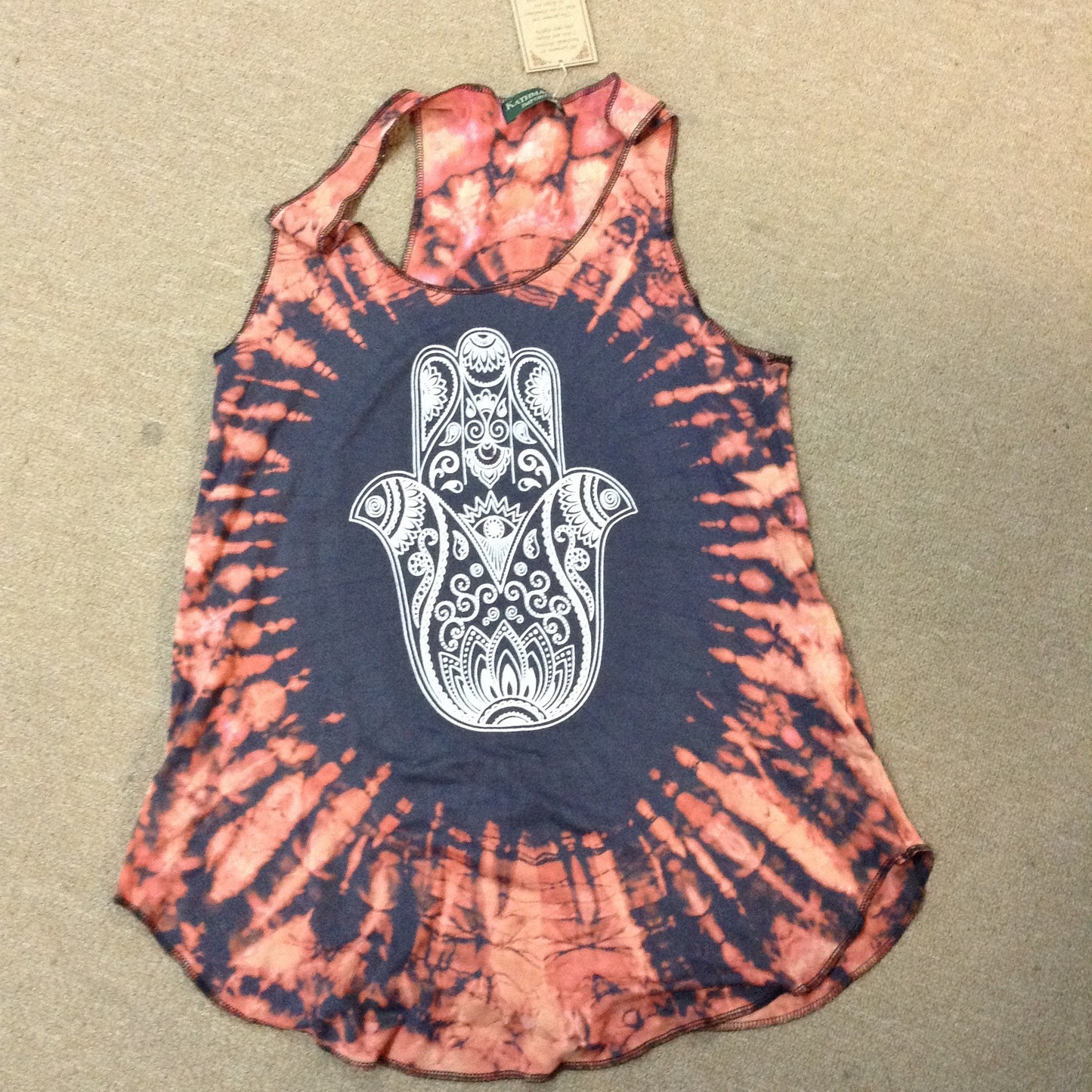 Womens Hamsa Flower Hand Tie Dye Tank Top - HalfMoonMusic