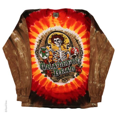 Mens Grateful Dead Tie-Dye Bay Area Beloved Long Sleeve T-Shirt - HalfMoonMusic