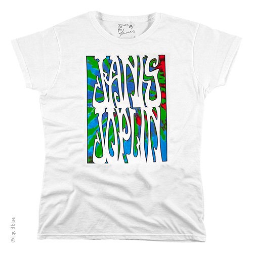 Womens Janis Joplin Pearl Font T-Shirt - HalfMoonMusic