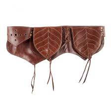 Leather Utility Belt with Leaves - HalfMoonMusic