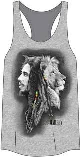 Bob Marley Profile Heather Womens Tank Top - HalfMoonMusic