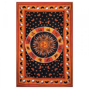 Sun With Zodiac Tapestry - HalfMoonMusic
