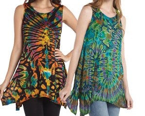 Viscose Tie Dye Sleeveless Tunic Top - HalfMoonMusic
