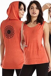 Flower Of Life Sleeveless Viscose Hoodie Top - HalfMoonMusic