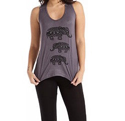 Women's Triple Elephants Viscose Tank Top - HalfMoonMusic