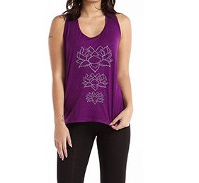 Women's Triple Lotus Viscose Tank Top - HalfMoonMusic