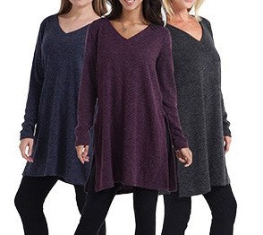 Acrylic Long Sleeve V Neck Sweater - HalfMoonMusic