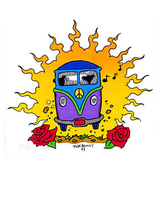 Peace Microbus In Sun Sticker - HalfMoonMusic