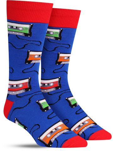 Mens Mix Tapes Crew Socks - HalfMoonMusic