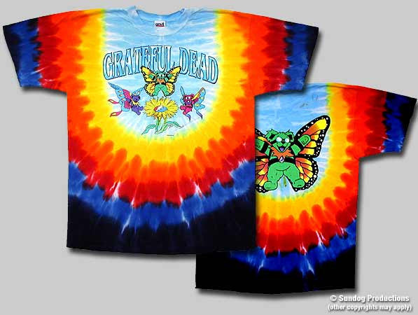 Grateful Dead Butterfly Bears Tie-Dye T-Shirt - HalfMoonMusic