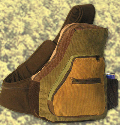 Patchwork Corduroy Sling Backpack - HalfMoonMusic