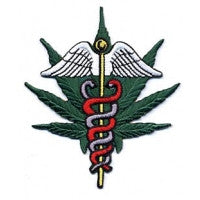 Pot Leaf With Hippocratic Symbol Patch - HalfMoonMusic