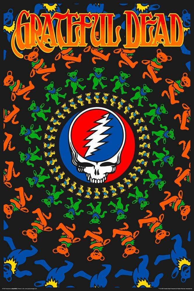 Grateful Dead Bear Circle Blacklight Poster - HalfMoonMusic