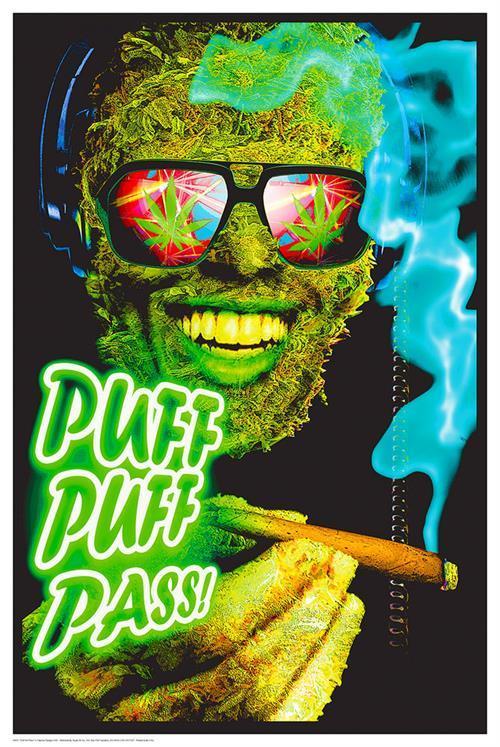 Puff Puff Pass Black Light Poster(non flocked) - HalfMoonMusic