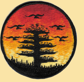 Peaceful Tree And Birds Sunset Patch - HalfMoonMusic