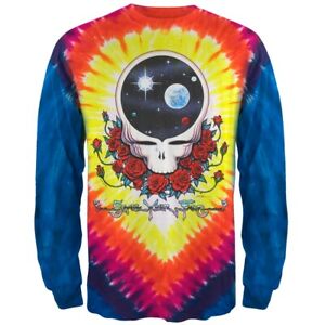 Mens Long Sleeve Space You Face Tie-Dye T-shirt - HalfMoonMusic