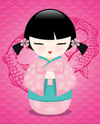 Blonde Attitude Kokeshis Popcolor II Art Print - HalfMoonMusic