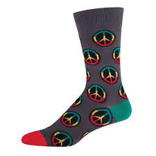 Women's Grey Peace Sign Socks - HalfMoonMusic