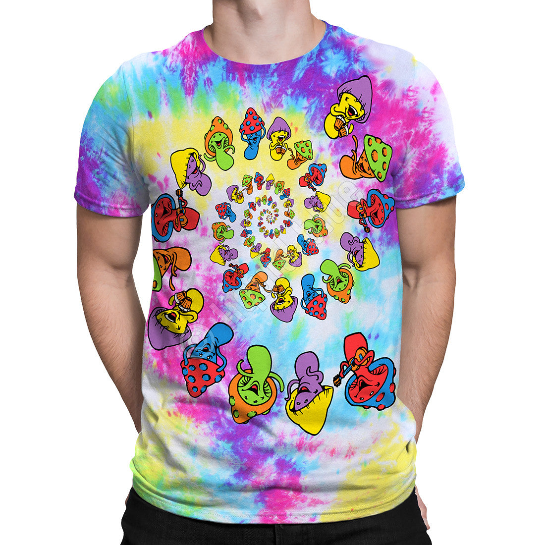 Men's Tie Dye Spiral Shroom T-Shirt - HalfMoonMusic