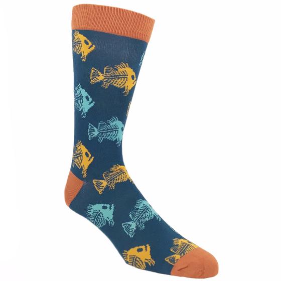 Mens Fish N' Bones Bamboo Crew Socks - HalfMoonMusic