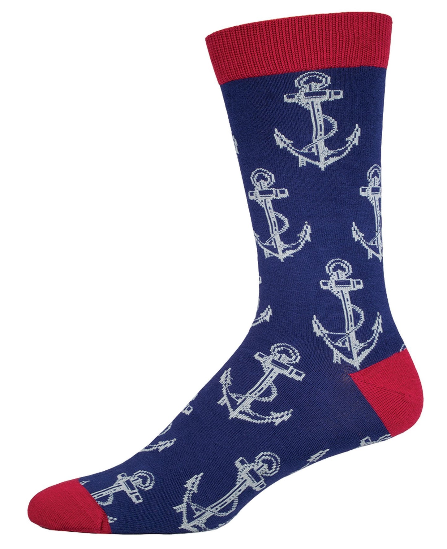 Mens Anchors Bamboo Crew Socks - HalfMoonMusic