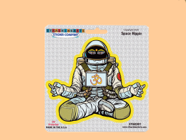 Hippie Spaceman Sticker - HalfMoonMusic