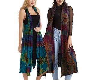 Womens Long Spandex Tie-Dye Vest Top - HalfMoonMusic