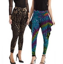 Womens Tie Dye Loose Belly Leggings - HalfMoonMusic