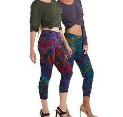 Tie Dye Spandex Capri Leggings - HalfMoonMusic