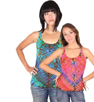Tie Dye Racerback Thin Strap Tank Top - HalfMoonMusic