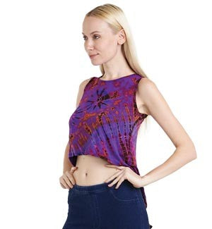 Tie Die Spandex Crop Top Tank Top - HalfMoonMusic