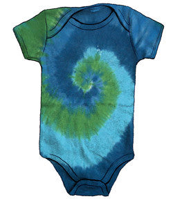 Blue Green Spiral Tie Dye Onesie - HalfMoonMusic