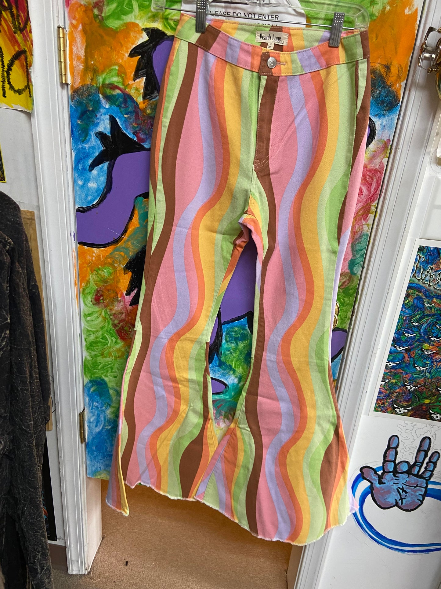 Rainbow Print Flared Pants - HalfMoonMusic