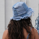 Frayed Denim Patchwork Bucket Hat