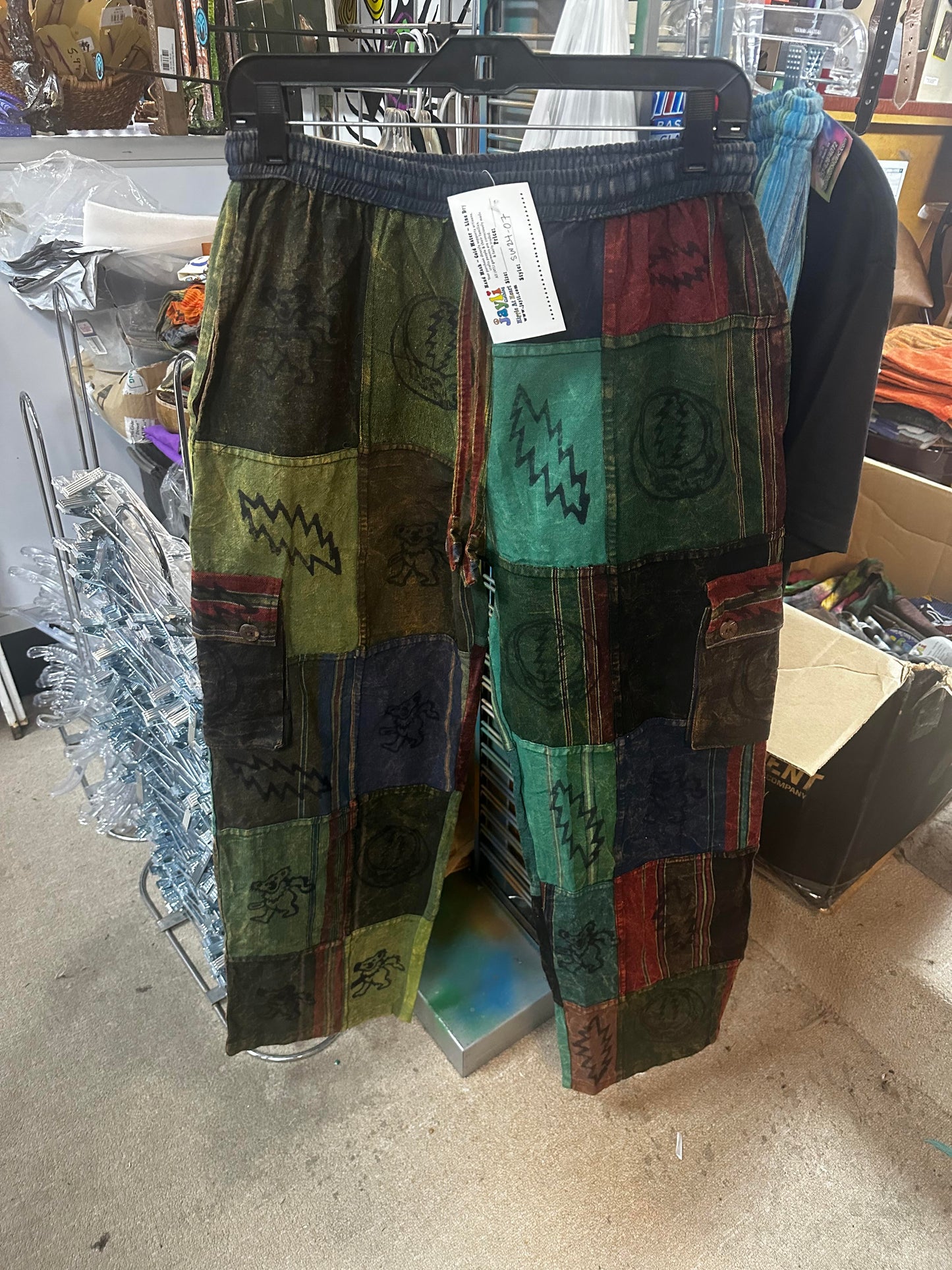 Men's Patchwork Drawstring Grateful Dead Multi Print Pants