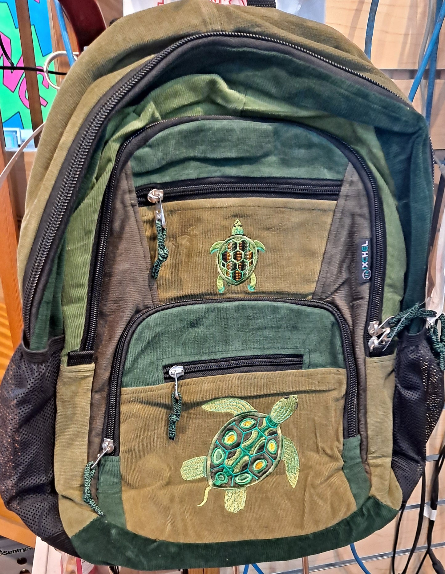 Hand-Embroidered Double Terrapin Turtles Patchwork Backpack - HalfMoonMusic