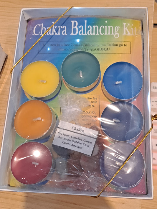 Chakra Balancing Candle & Gemstone Kit - HalfMoonMusic