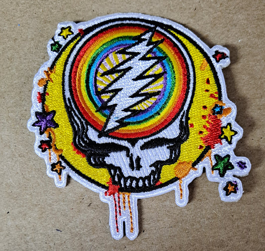 Grateful Dead Rainbow Melting Steal Your Face Stars Patch - HalfMoonMusic