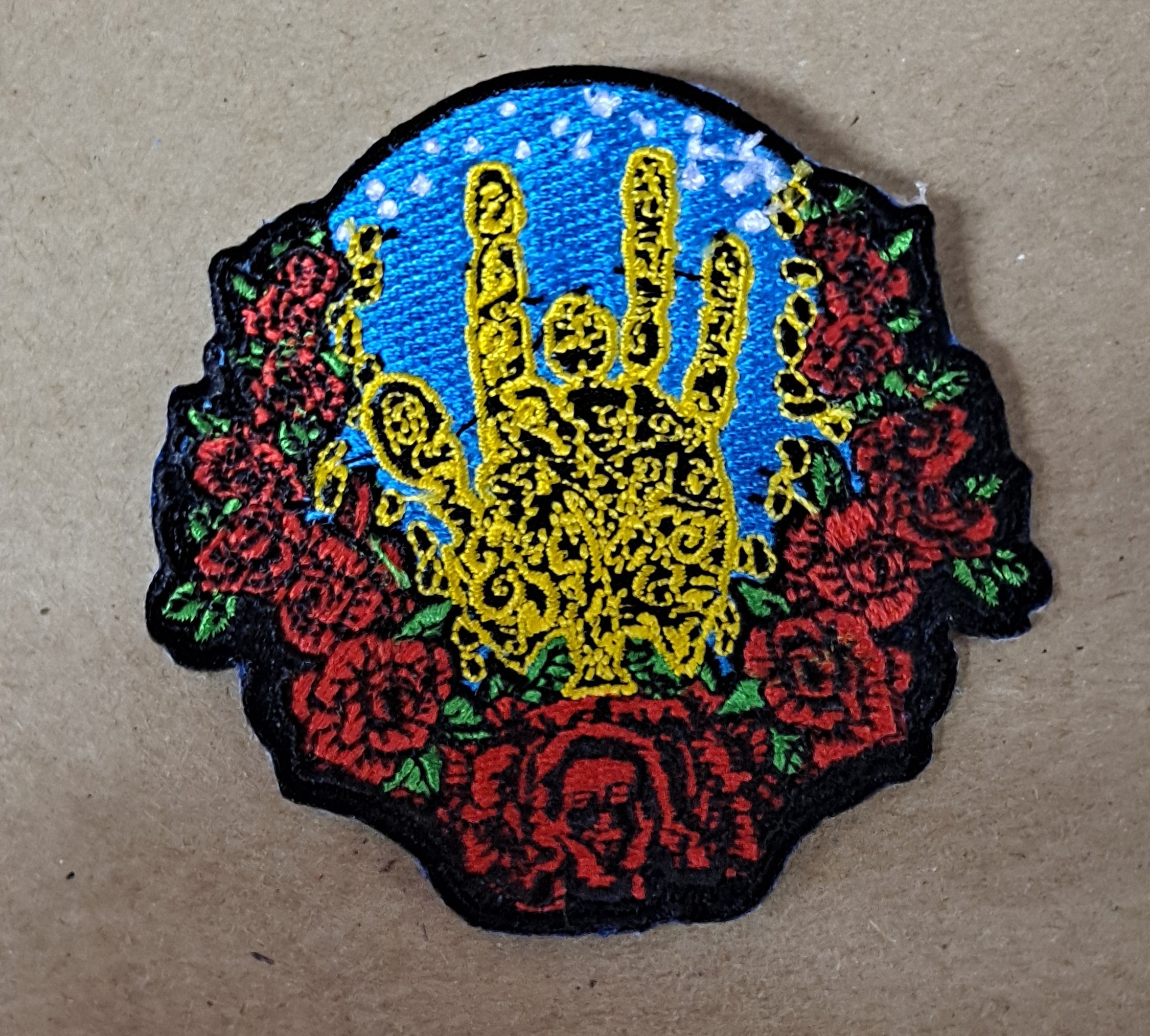 Grateful Dead Jerry Hand Roses Patch | HalfMoonMusic